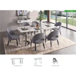 Shiny 131 Silver Marble Dining Table By ESF Furniture - Image 6