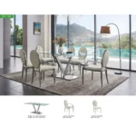 Shiny Zig Zag Dining Table with 110 White Chairs