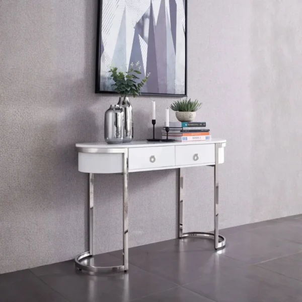 Shiny 131 Silver Marble Dining Set