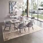 Shiny 131 Silver Marble Dining Set