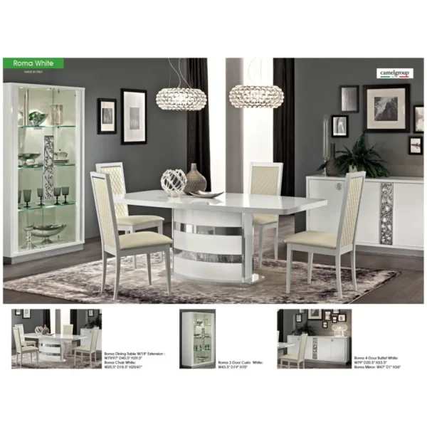 High Gloss Lacquer Roma Dining Set White, Italy