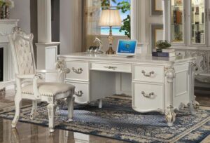 Vendome Executive Writing Desk In Antique Pearl Finish Of01517 By Acme | Mobilia Cleopatra Vendome Executive Writing Desk in Antique Pearl Finish OF01517 By ACME