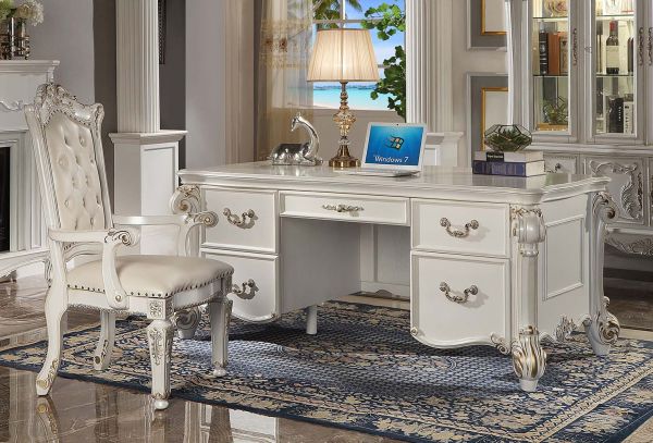 Vendome Executive Writing Desk in Antique Pearl Finish OF01517 By ACME