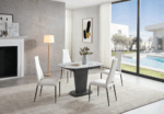 Mat, Shiny 2417 Marble Table White with 3405 White Chairs p11553 By ESF Furniture Luxury Dining Sets Mobilia Cleopatra 45 Mat, Shiny 2417 Marble Table White with 3405 White Chairs p11553 By ESF Furniture 45