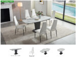 Mat, Shiny 2417 Marble Table White with 3405 White Chairs p11553 By ESF Furniture Luxury Dining Sets Mobilia Cleopatra 44 Mat, Shiny 2417 Marble Table White with 3405 White Chairs p11553 By ESF Furniture 44