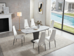 Mat, Shiny 2417 Marble Table White with 3405 White Chairs p11553 By ESF Furniture Luxury Dining Sets Mobilia Cleopatra 41 Mat, Shiny 2417 Marble Table White with 3405 White Chairs p11553 By ESF Furniture 41