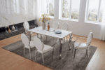 Shiny Zig Zag Dining Table with 110 White Chairs p10734 By ESF Furniture 19
