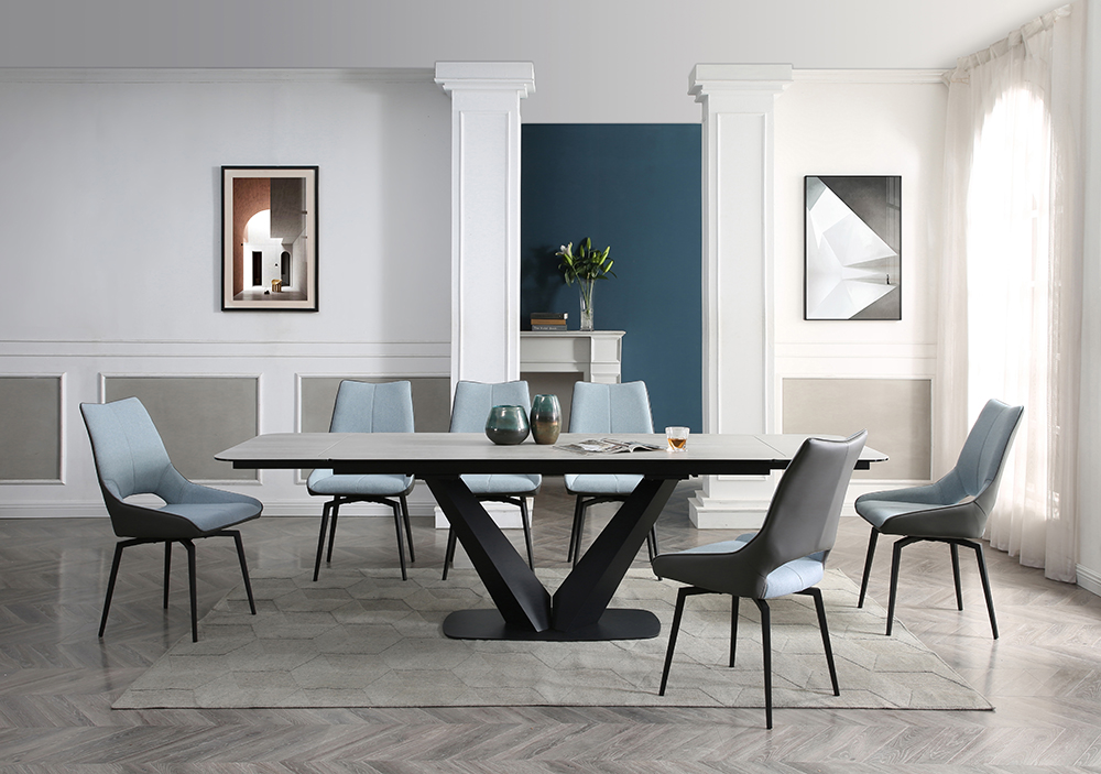 9189 Table with 1239 swivel blue chairs p12716 By ESF Furniture