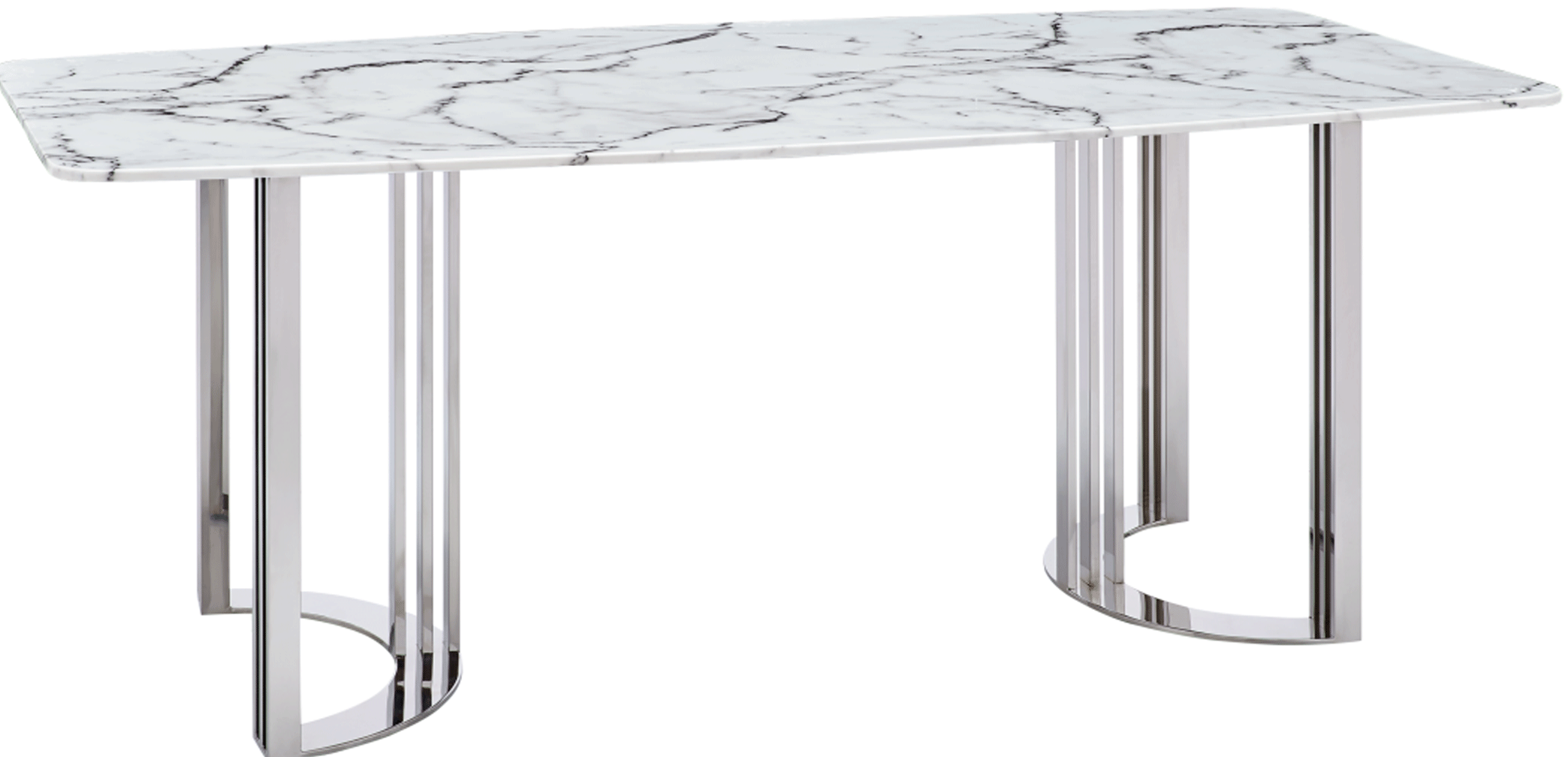 Shiny 131 Silver Marble Dining Table i27597 By ESF Furniture