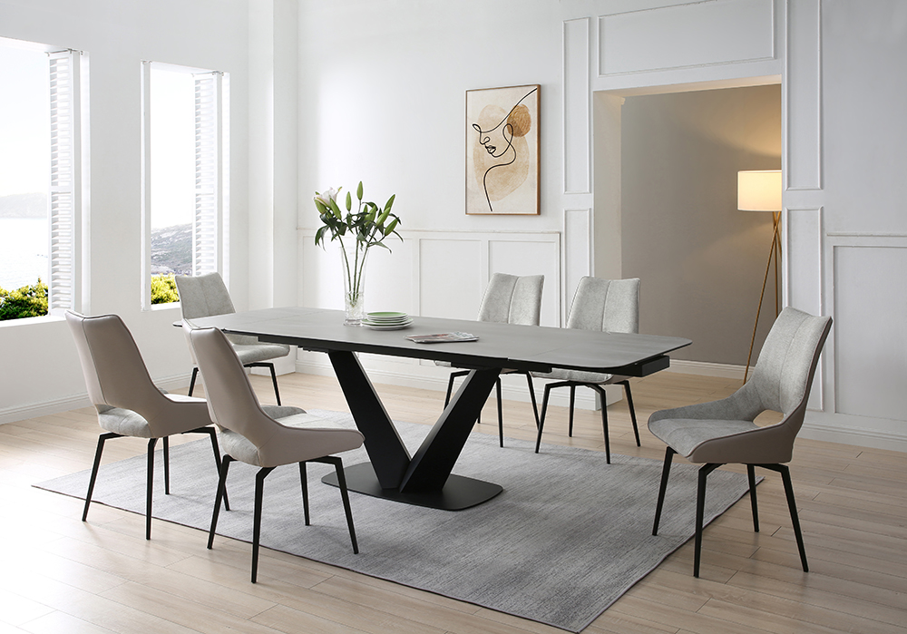 9189 Table with 1239 swivel beige chairs p12712 By ESF Furniture 17