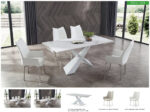 Mat, Shiny 9113 Dining Table with 1218 swivel Gray Chairs p11819 By ESF Furniture ESF Furniture Mobilia Cleopatra 70 Mat, Shiny 9113 Dining Table with 1218 swivel Gray Chairs p11819 By ESF Furniture 70