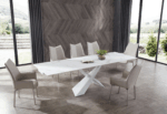 Mat, Shiny 9113 Dining Table with 1218 swivel Gray Chairs p11819 By ESF Furniture ESF Furniture Mobilia Cleopatra 67 Mat, Shiny 9113 Dining Table with 1218 swivel Gray Chairs p11819 By ESF Furniture 67