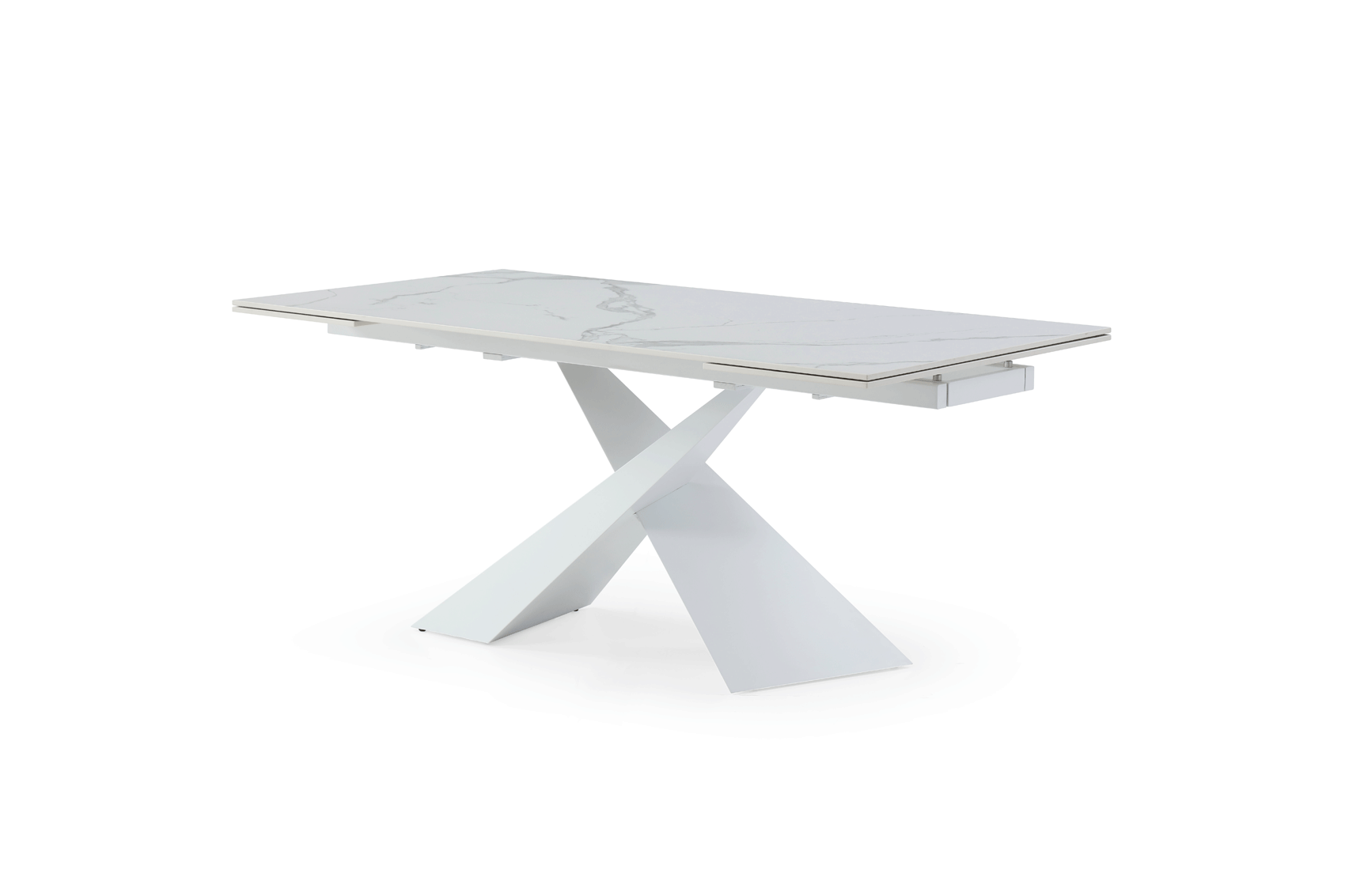 9113 Dinning Table 71″ White Two 16” extensions