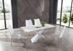 Mat 9113 Dining Table with 1218 swivel White Chairs p11818 By ESF Furniture ESF Furniture Mobilia Cleopatra 31 Mat 9113 Dining Table with 1218 swivel White Chairs p11818 By ESF Furniture 31