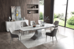 Mat, Shiny 9035 Table with 1254 Chairs and 3012 buffet By ESF Furniture ESF Furniture Mobilia Cleopatra 65 Mat, Shiny 9035 Table with 1254 Chairs and 3012 buffet By ESF Furniture 65