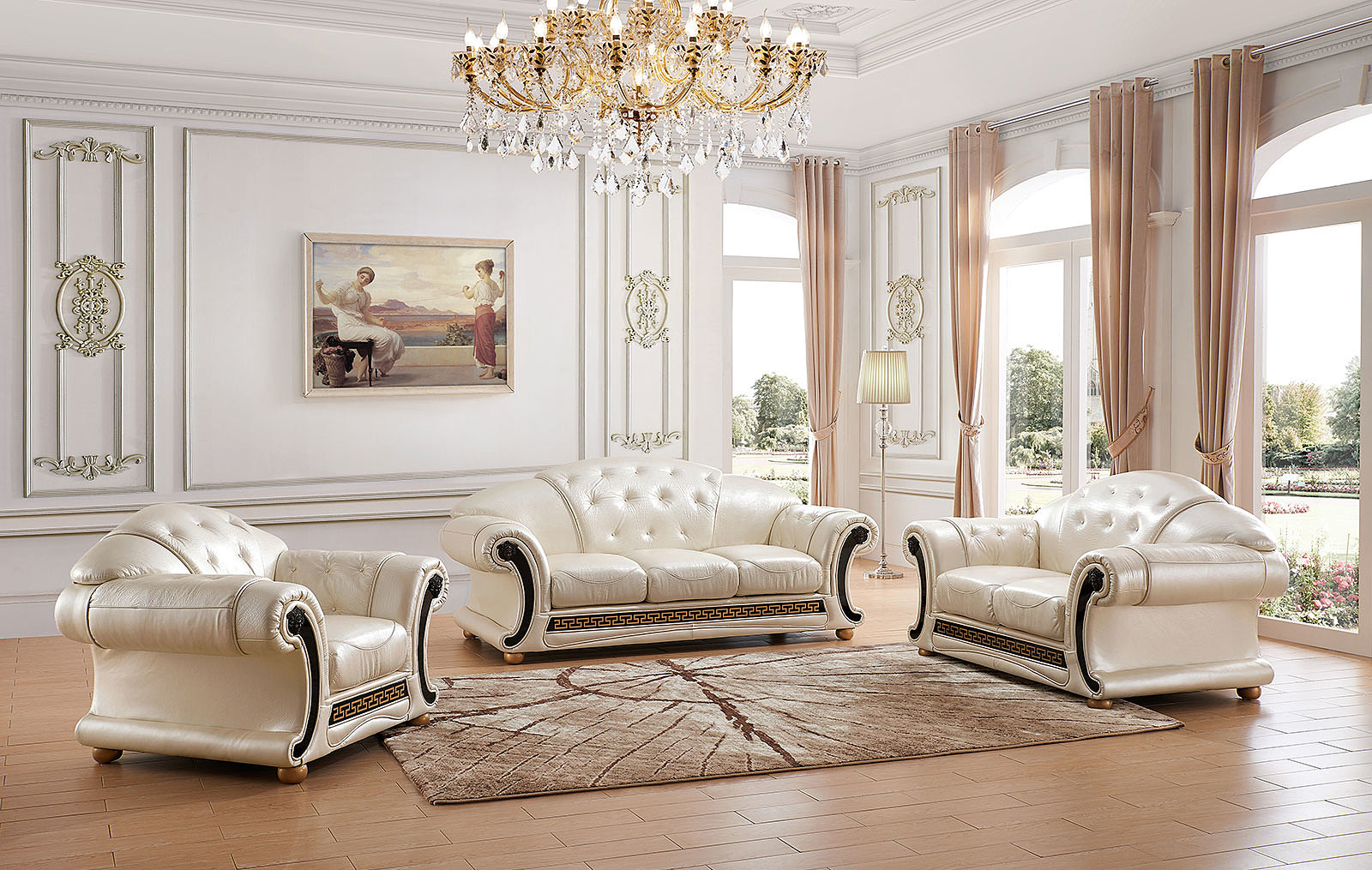 Shiny Leather Apolo Pearl By ESF Furniture