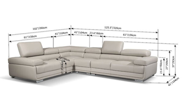 2119_Sectional_Light_Grey_dimesnsion