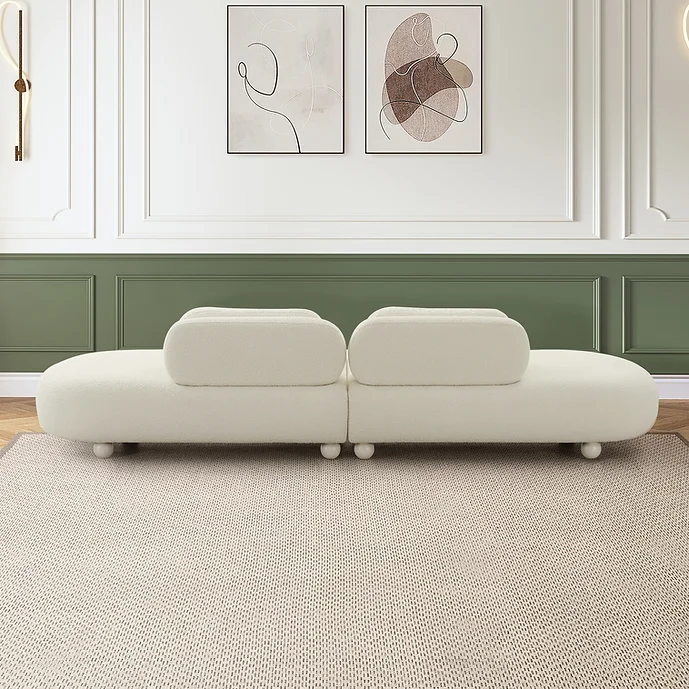 SEC8058 White Boucle Curved Sofa By Artisan Furniture