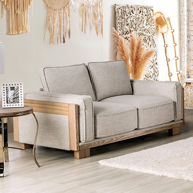 Light Brown/Natural HARSTAD LOVESEAT CM9983LB-LV by Furniture of America