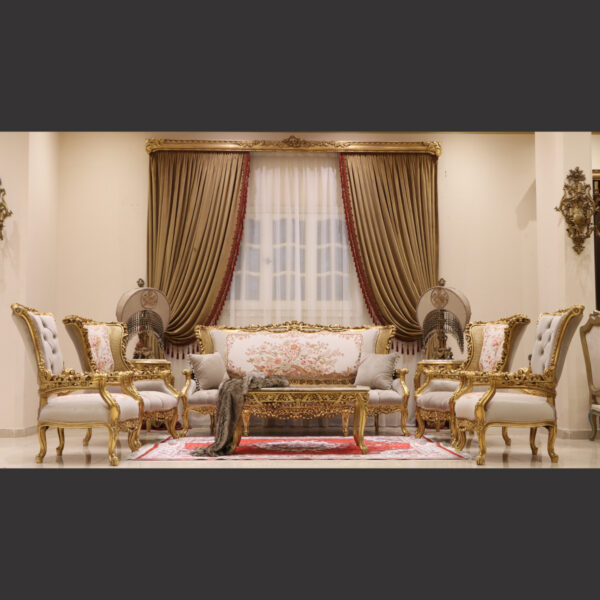 MC-63 natural beige Rococo sofa set 4
