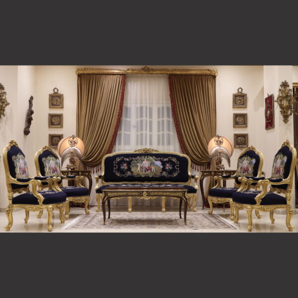 MC-70 ink blue Neoclassic sofa set 4