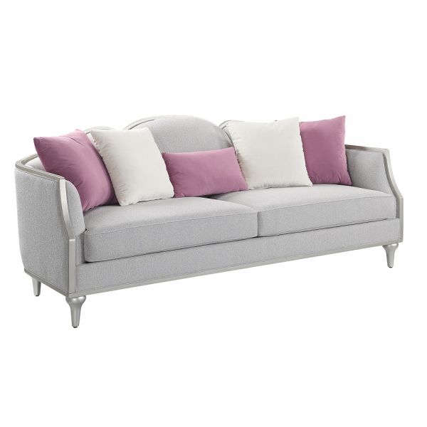 Beige Linen & Champagne Kasa Sofa W/5 Pillows LV01499 By ACME 8