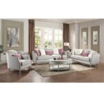 Beige Linen & Champagne Kasa Sofa W/5 Pillows LV01499 By ACME 17