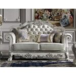 Synthetic Leather & Bone White Finish Dresden Loveseat W/3 Pillows LV01689 By ACME Luxury Loveseats Mobilia Cleopatra 15 Synthetic Leather & Bone White Finish Dresden Loveseat W/3 Pillows LV01689 By ACME 15