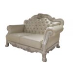 Synthetic Leather & Bone White Finish Dresden Loveseat W/3 Pillows LV01689 By ACME Luxury Loveseats Mobilia Cleopatra 16 Synthetic Leather & Bone White Finish Dresden Loveseat W/3 Pillows LV01689 By ACME 16
