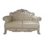 Synthetic Leather & Bone White Finish Dresden Loveseat W/3 Pillows LV01689 By ACME Luxury Loveseats Mobilia Cleopatra 17 Synthetic Leather & Bone White Finish Dresden Loveseat W/3 Pillows LV01689 By ACME 17
