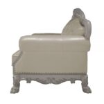 Synthetic Leather & Bone White Finish Dresden Chair W/2 Pillows LV01690 By ACME 15