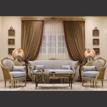 MC-83 pearl blue Baroque sofa set.