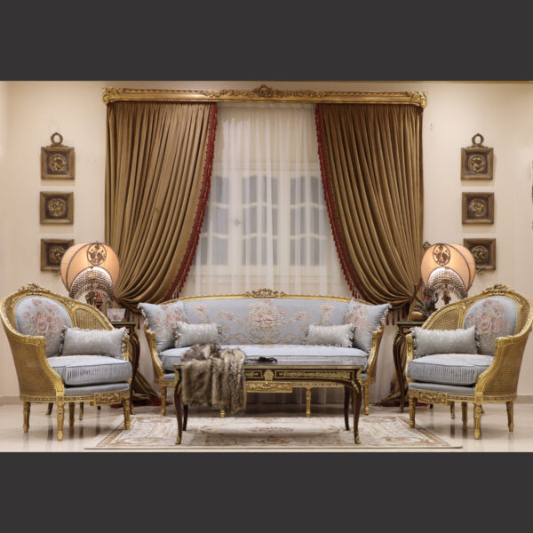 MC-83 pearl blue Baroque sofa set. 4
