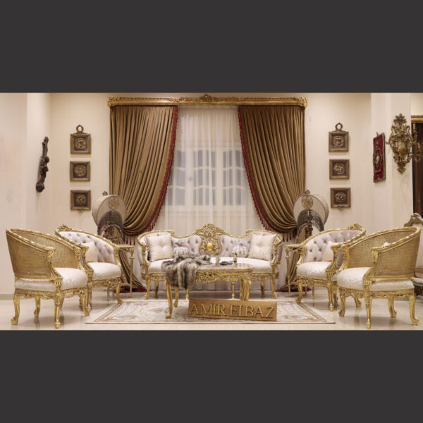 MC-84 natural beige Rococo sofa set 4