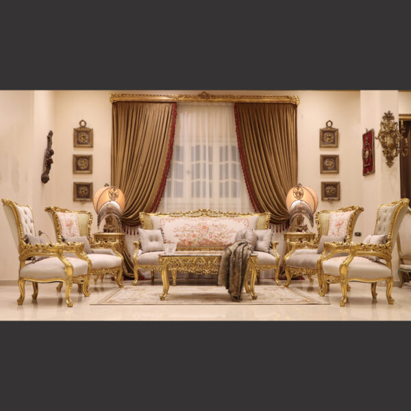 MC-87 natural beige Baroque sofa set 4