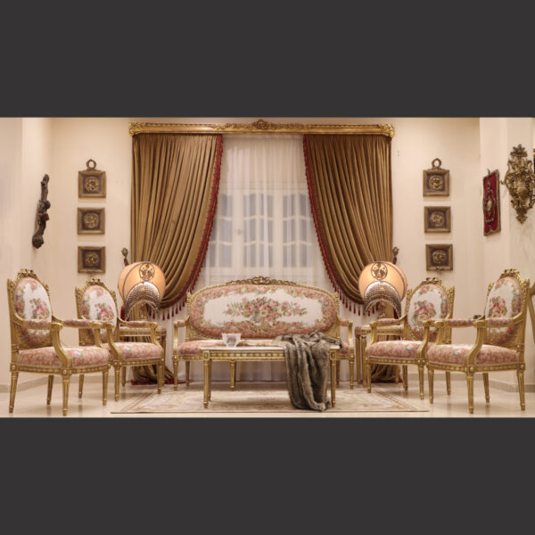 MC-88 blush pink Rococo sofa set 4