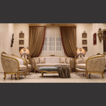 MC-91 natural beige / sky blue Neoclassic sofa set