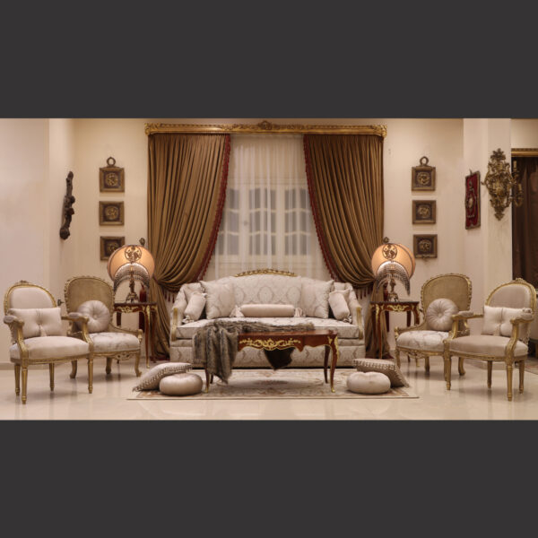MC-96 natural beige Baroque sofa set 4