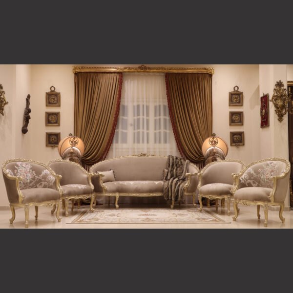 MC-101 natural beige Baroque sofa set 4