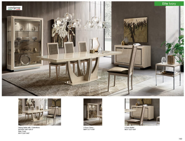 High Gloss Lacquer Elite Dining Set Ivory with Ambra “Rombi” Chairs p11189 By ESF Furniture 9