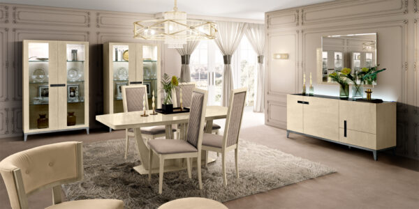 High Gloss Lacquer Elite Dining Set Ivory with Ambra “Rombi” Chairs p11189 By ESF Furniture 12