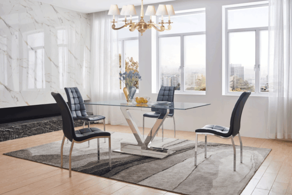 Mat, Shiny Zig Zag Dining Table with 365 Black Chairs p10733 By ESF Furniture 10