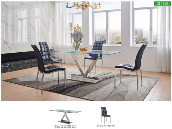 Mat, Shiny Zig Zag Dining Table with 365 Black Chairs p10733 By ESF Furniture 11