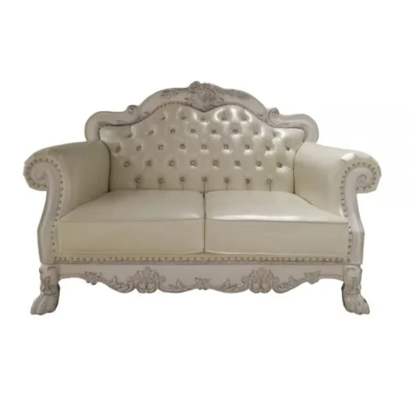 Dresden Leather Loveseat With 3 Pillows By ACME
