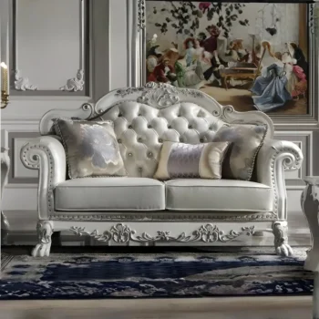 Dresden Leather Loveseat With 3 Pillows By ACME