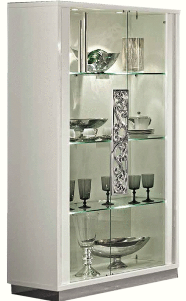 High Gloss Lacquer Roma 2-Door Curio White I24043 By Esf Furniture | Mobilia Cleopatra High Gloss Lacquer Roma 2-Door Curio White i24043 By ESF Furniture