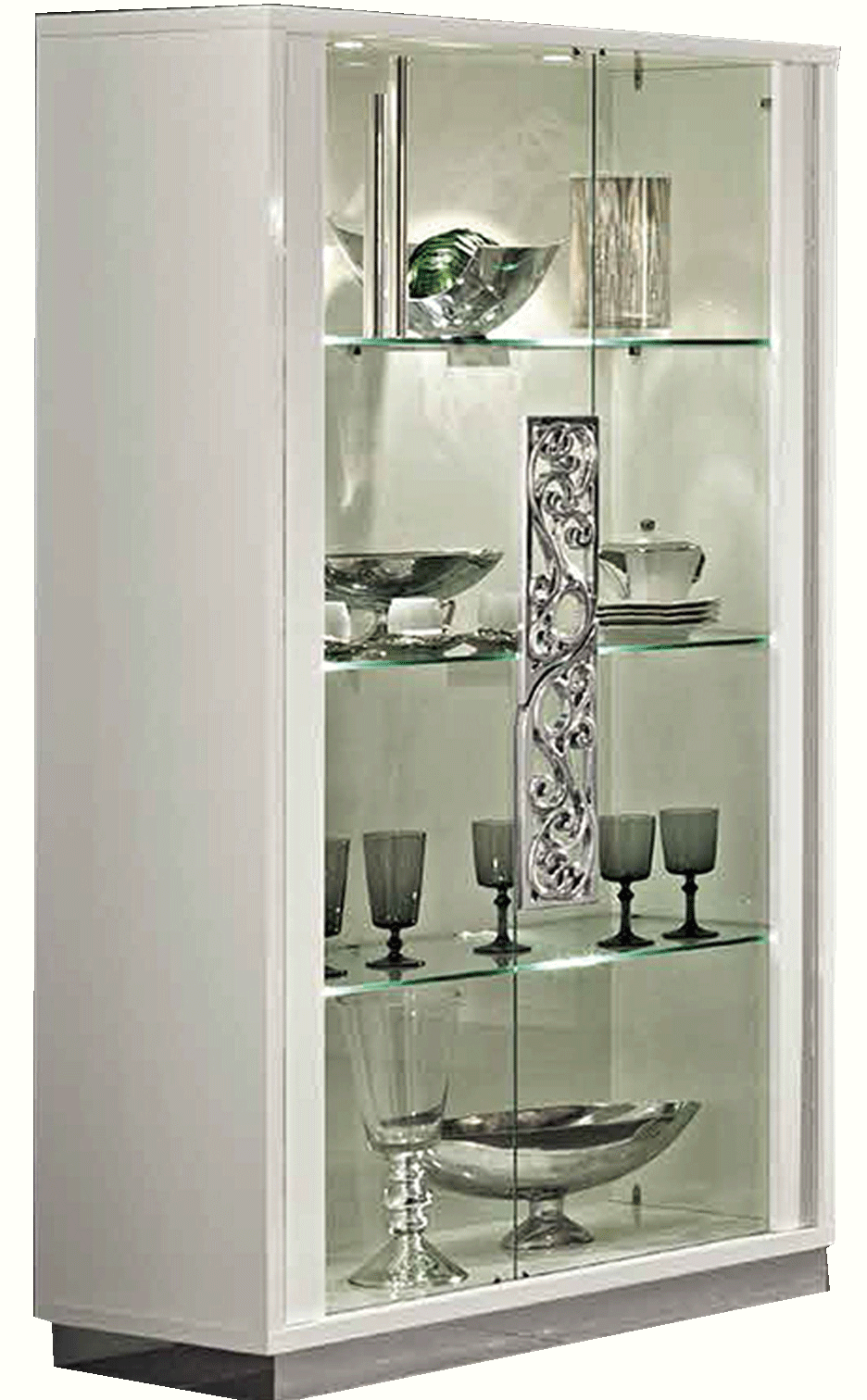 High Gloss Lacquer Roma 2-Door Curio White i24043 By ESF Furniture