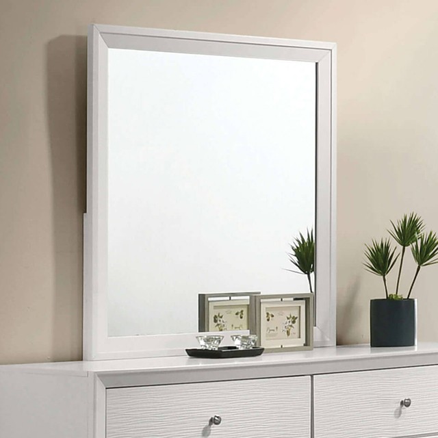 White Dortmund Mirror CM7465WH-M  By Furniture of America