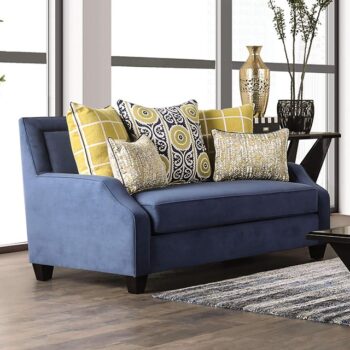 Navy/Yellow West Brompton Loveseat SM2274-LV By Furniture of America