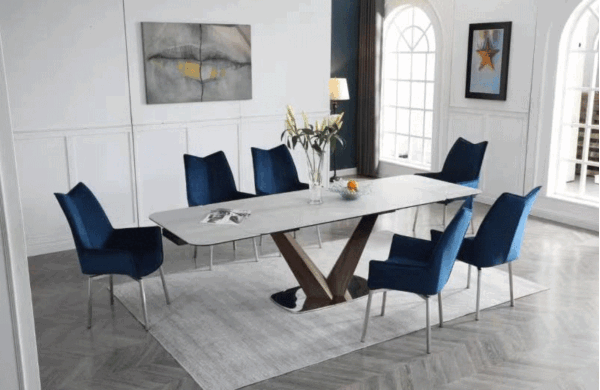 9188 Table with 1218 swivel blue chairs p12718 By ESF Furniture 13